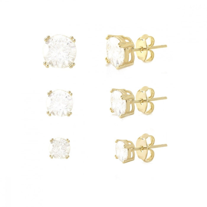 Trio de Brincos Ana Paula Ponto de Luz Zircônia Folheado a Ouro 18k