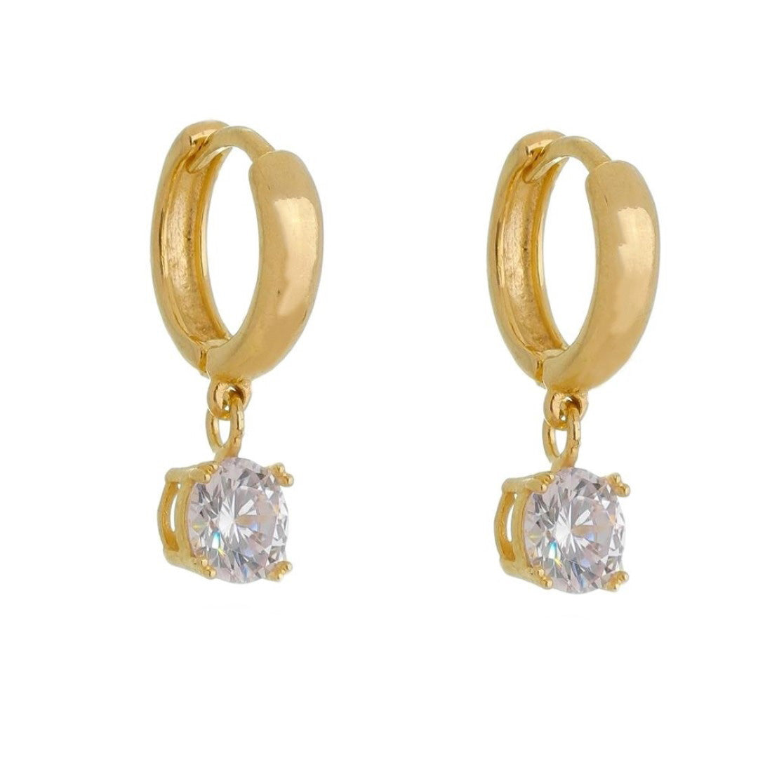 Brinco Argolinha Ana Ponto de Luz Zircônia Folheado a Ouro 18k