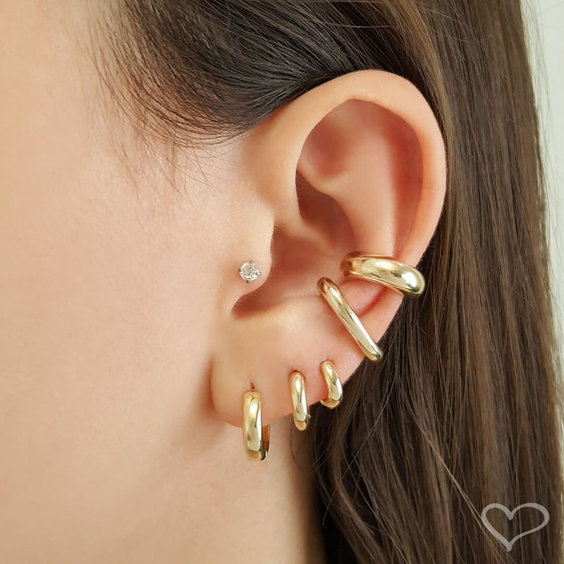 Brinco Argolinha Lala M Folheado a Ouro 18k