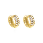 Brinco Argolinha Lya 3 Fileiras Zircônias Cravejadas Folheado a Ouro 18k