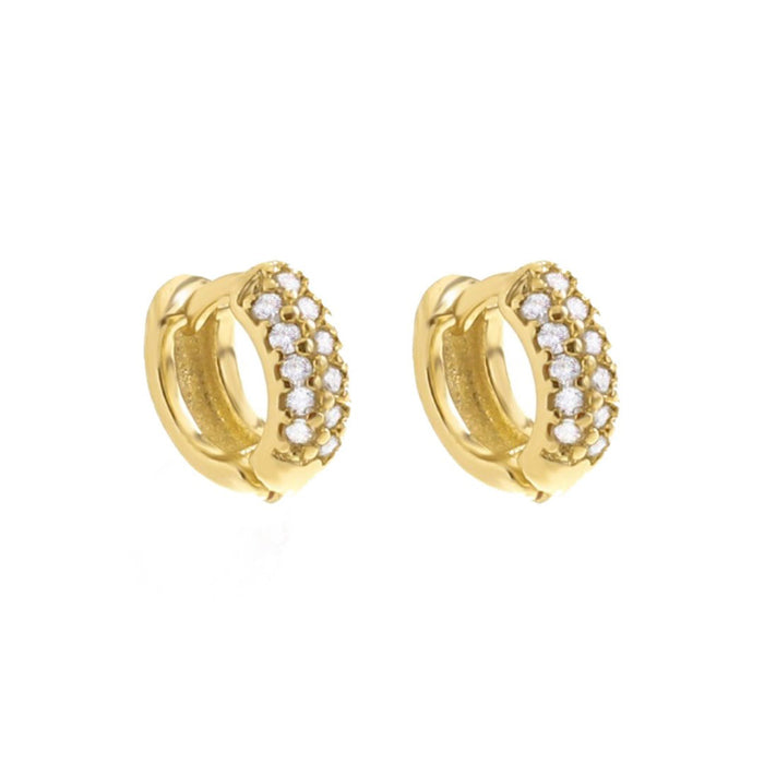 Brinco Argolinha Lya 3 Fileiras Zircônias Cravejadas Folheado a Ouro 18k