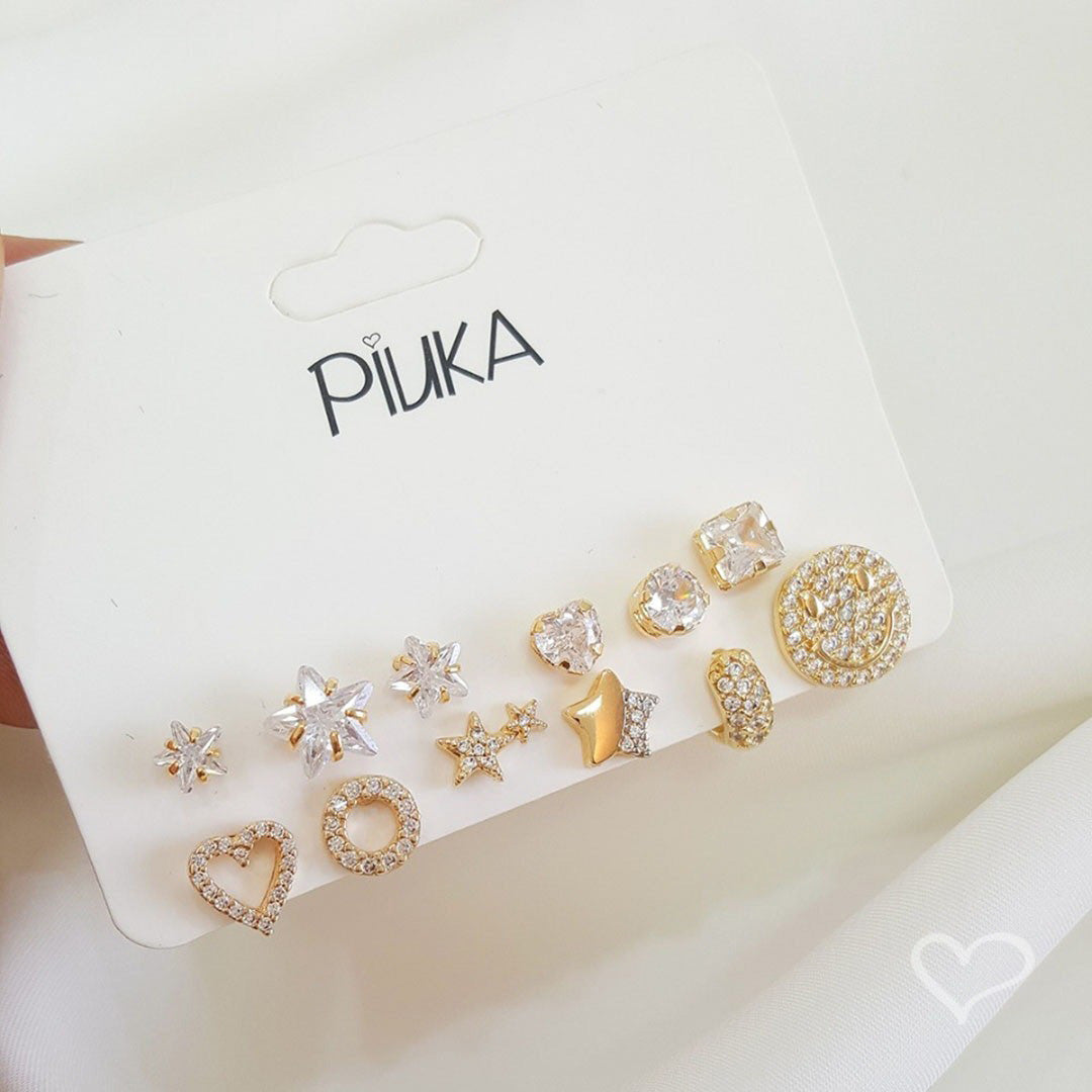Brinco Argolinha Lya 3 Fileiras Zircônias Cravejadas Folheado a Ouro 18k