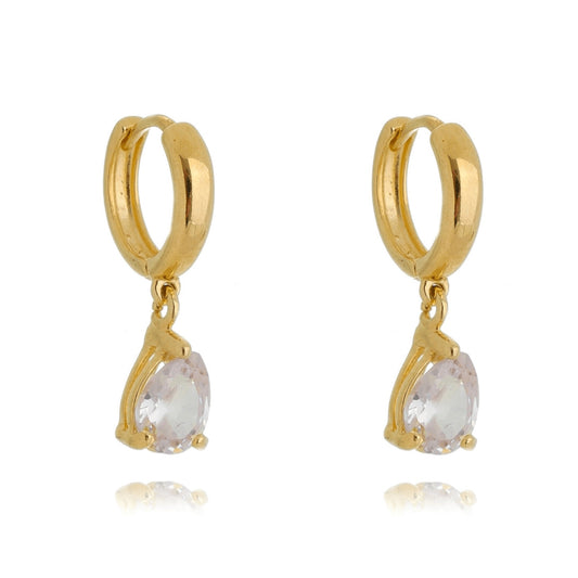 Brinco Argolinha Ana Gota Zircônia Folheado a Ouro 18k