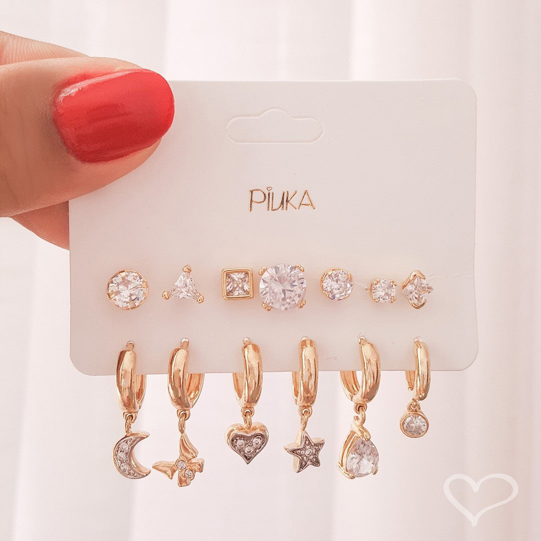 Brinco Argolinha Ana Gota Zircônia Folheado a Ouro 18k