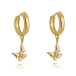 Brinco Argolinha Ana Borboleta Zircônia Folheado a Ouro 18k