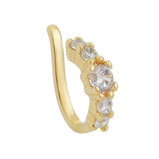 Piercing de Pressão Bebel Zircônia Cristal Folheado a Ouro 18k