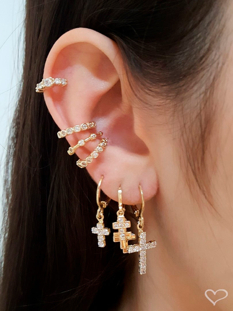 Piercing de Pressão Bebel Zircônia Cristal Folheado a Ouro 18k