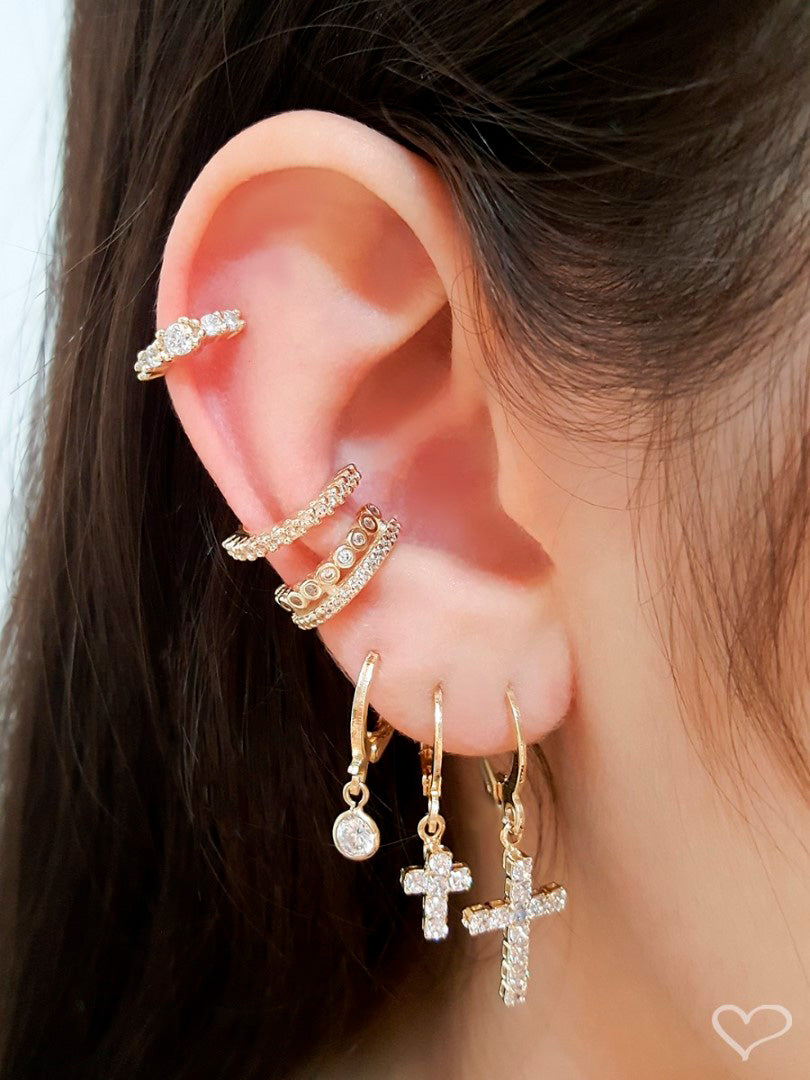 Piercing de Pressão Bebel Zircônia Cristal Folheado a Ouro 18k