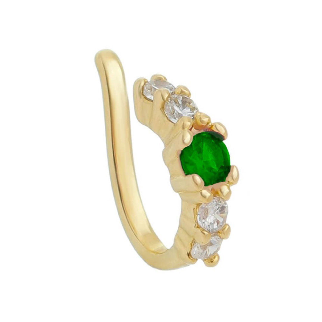 Piercing de Pressão Bebel Zircônia Esmeralda Folheado a Ouro 18k