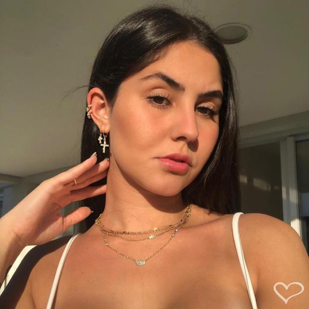 Piercing de Pressão Bebel Zircônia Esmeralda Folheado a Ouro 18k
