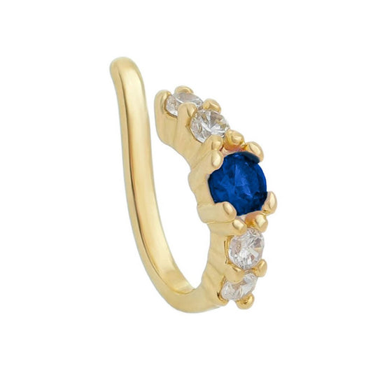 Piercing de Pressão Bebel Zircônia Safira Folheado a Ouro 18k