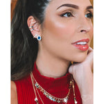 Piercing de Pressão Bebel Zircônia Safira Folheado a Ouro 18k
