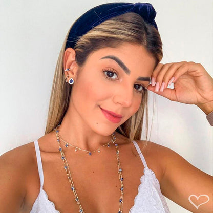 Piercing de Pressão Bebel Zircônia Safira Folheado a Ouro 18k