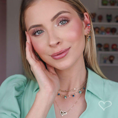 Piercing de Pressão Bebel Zircônia Safira Folheado a Ouro 18k