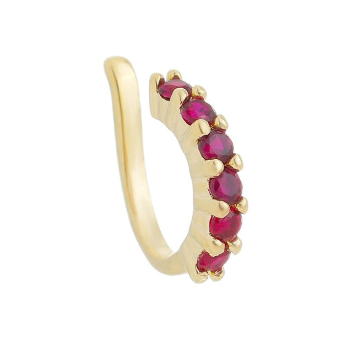 Piercing de Pressão Agnes Zircônia Rubi Folheado a Ouro18k
