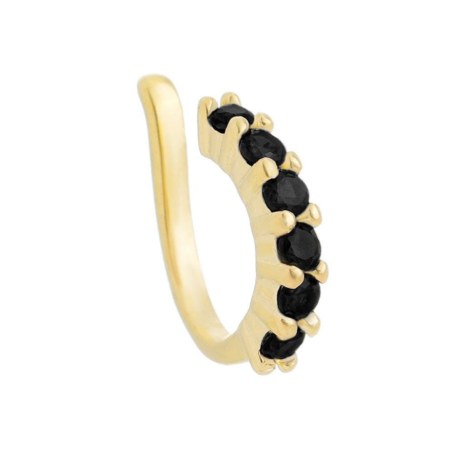Piercing de Pressão Agnes Zircônia Preta Folheado a Ouro 18k