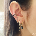 Piercing de Pressão Agnes Zircônia Preta Folheado a Ouro 18k