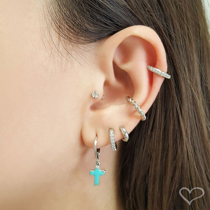 Brinco Argolinha Lala P Folheado em Ródio Branco