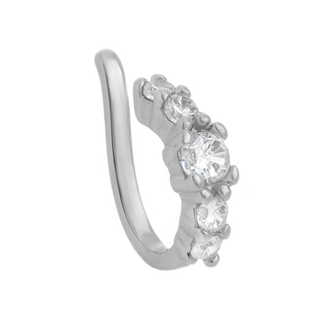Piercing de Pressão Bebel Zircônia Cristal Folheado em Ródio Branco
