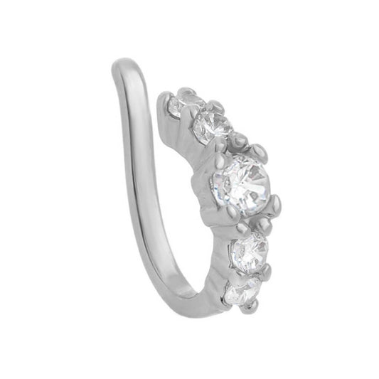 Piercing de Pressão Bebel Zircônia Cristal Folheado em Ródio Branco