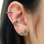 Piercing de Pressão Piuka Agnes Zircônia Safira Folheado a Ouro 18k