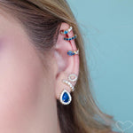 Piercing de Pressão Piuka Agnes Zircônia Safira Folheado a Ouro 18k