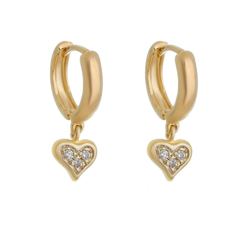 Brinco Argolinha Ana Coração Zircônias Folheado a Ouro 18k