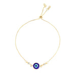 Pulseira Folheada a Ouro 18k Ajustável Olho Grego Ruby Zircônias Cristais