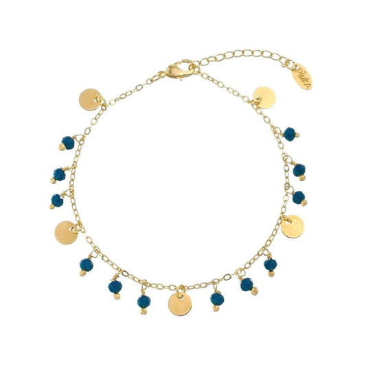 Pulseira Piuka Diely Medalhinhas e Cristais  Azul Folheada a Ouro 18k