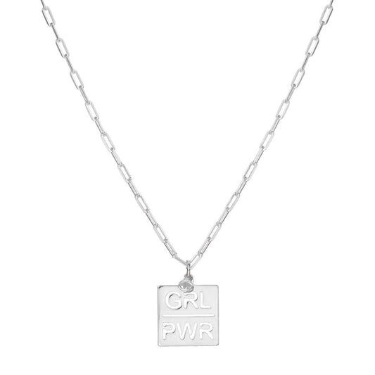 Colar Feminino Girl Power Folheado em Ródio Branco