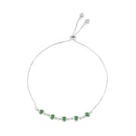 Pulseira Ajustável Folheada em Ródio Branco Sil Zircônia Esmeralda