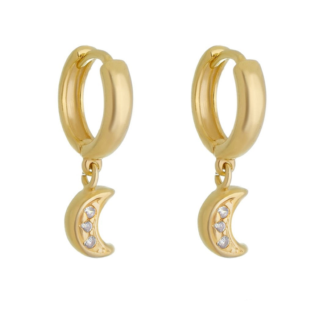 Brinco Argolinha Ana Lua Zircônias Folheado a Ouro 18k