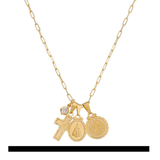 Colar São Bento Amuletos Folheado a Ouro 18k