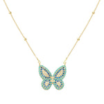 Colar de Borboleta Cecil Zircônia Azul Folheado a Ouro 18k