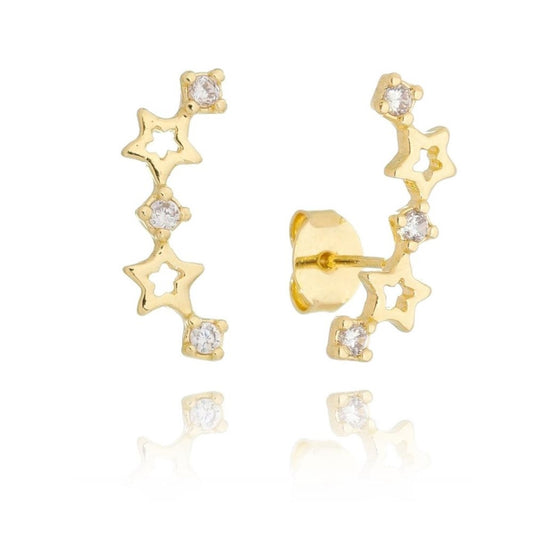 Brinco Piuka Ear Cuff Estrelas Folheado a Ouro 18k
