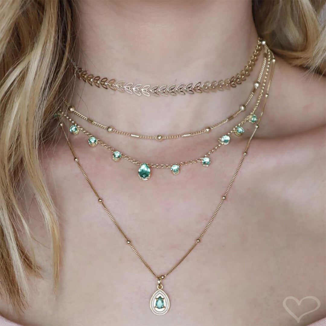 Choker Piuka Muriel Zircônias Turmalina Folheada a Ouro 18k
