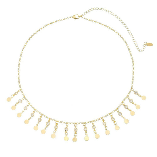 Choker Piuka Kami Zircônias e Medalhinhas Folheada a Ouro 18k