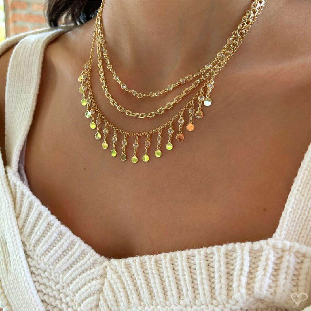 Choker Piuka Kami Zircônias e Medalhinhas Folheada a Ouro 18k