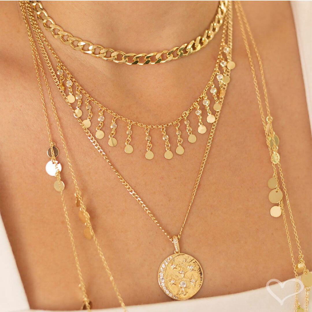 Choker Piuka Kami Zircônias e Medalhinhas Folheada a Ouro 18k