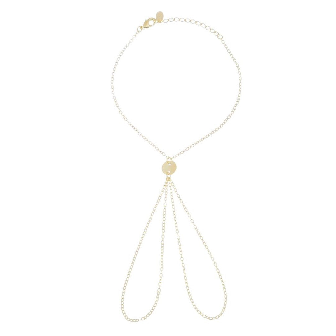 Pulseira de Mão Soraia Mini Medalhas Folheada a Ouro 18k