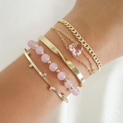 Pulseira Piuka Ajude Hcc Coração Zircônia Rosa Folheado a Ouro 18k