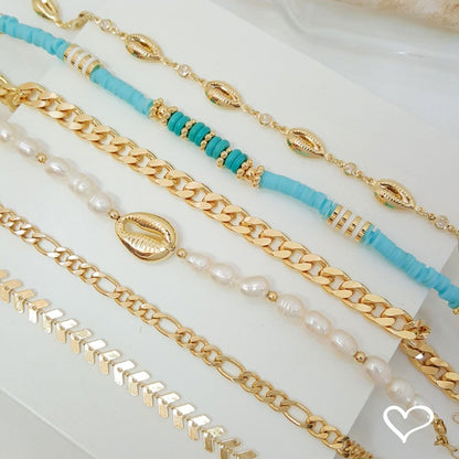Tornozeleira Piuka Kylie Folhinhas Folheada a Ouro 18k
