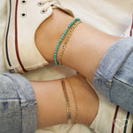 Tornozeleira Piuka Kylie Folhinhas Folheada a Ouro 18k