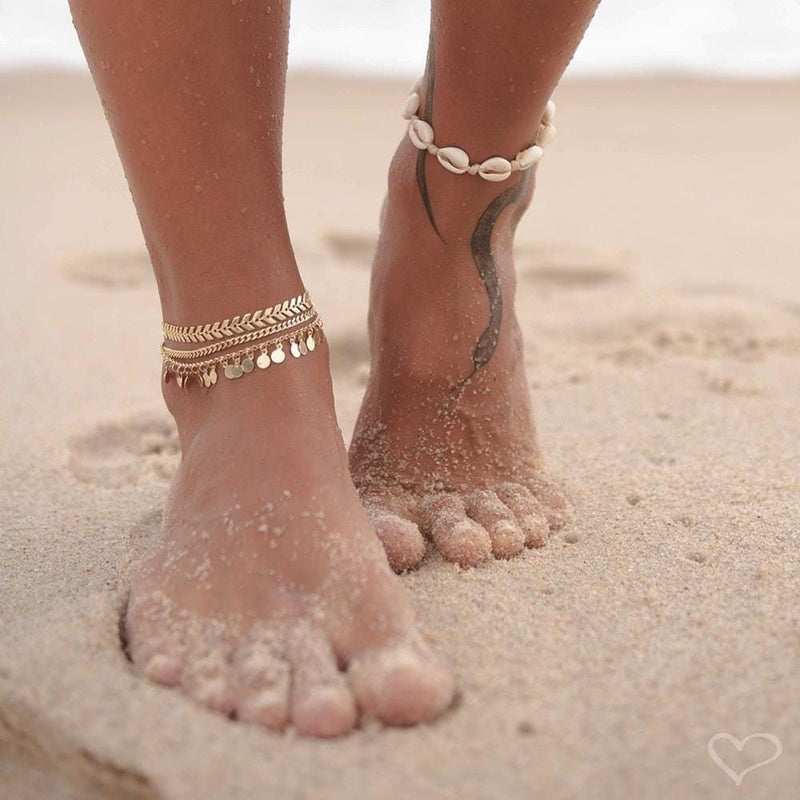 Tornozeleira Piuka Diara Medalhas Folheado a Ouro 18k