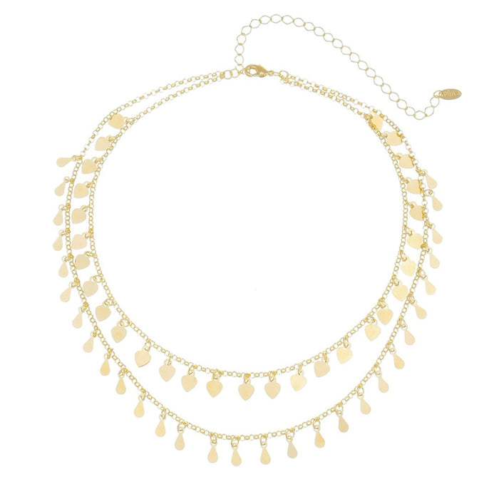 Choker Piuka Flora Corações e Gotas Folheada a Ouro 18k