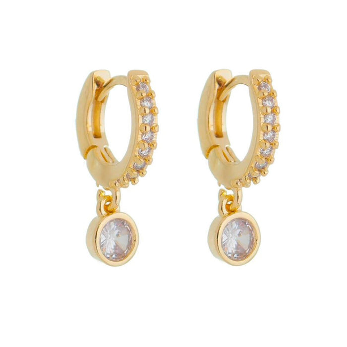 Brinco Argolinha Filipa Zircônia e Ponto de Luz Folheado a Ouro 18k