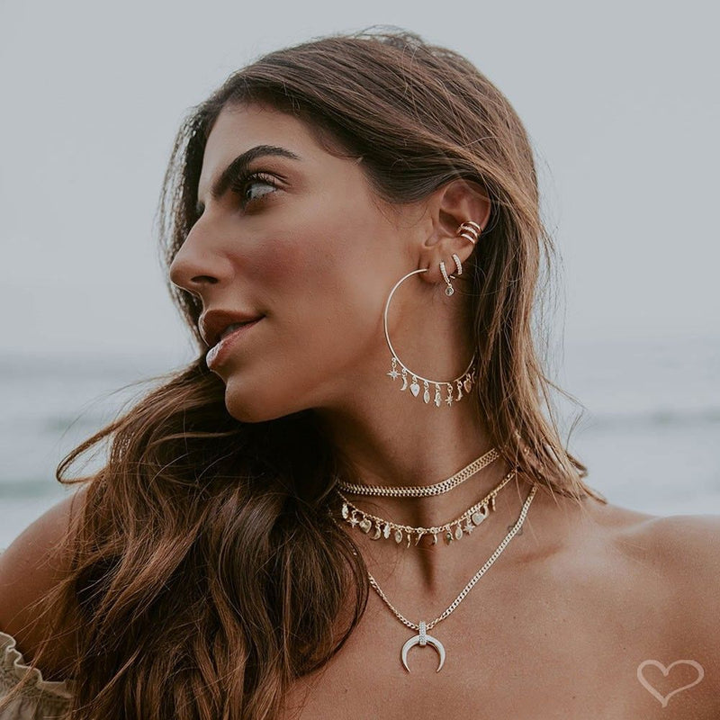 Brinco Argolinha Filipa Zircônia e Ponto de Luz Folheado a Ouro 18k