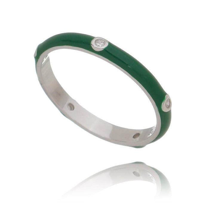 Anel Piuka Resina Verde Zircônias
