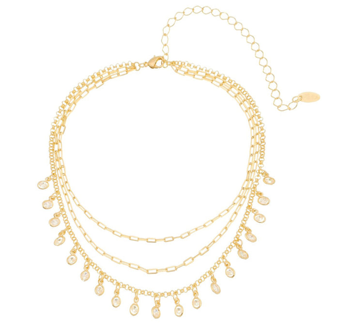 Tornozeleira Piuka 3 Voltas Malu Zirconia Folheada a Ouro 18k