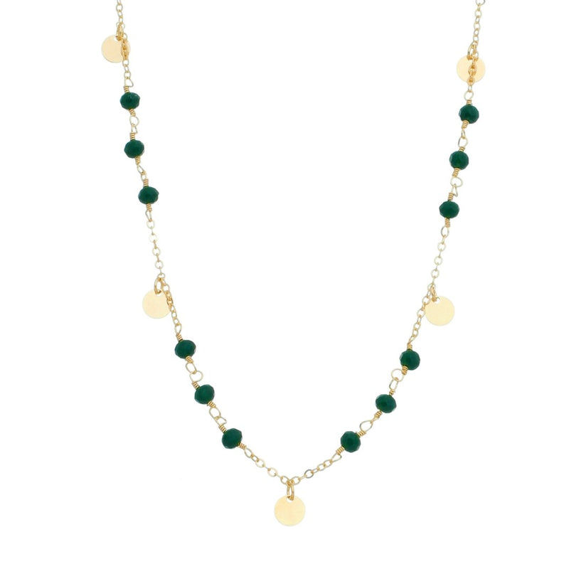 Choker Piuka Mirelle Medalhinhas Cristal Verde Folheado a Ouro 18k